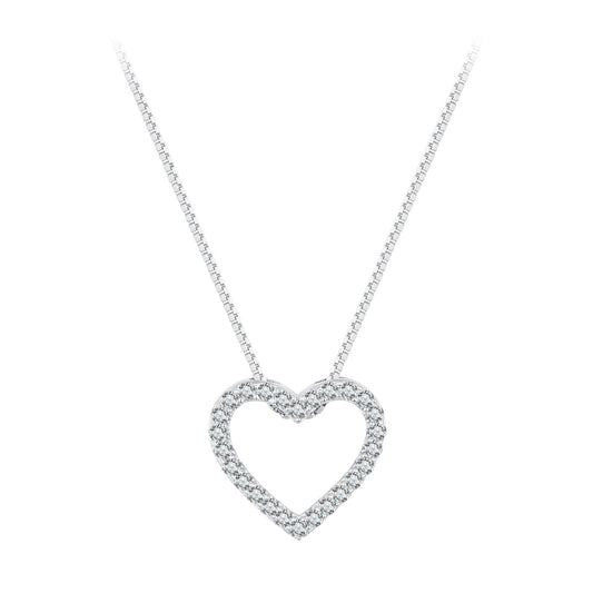 Necklace S925 sterling silver moissanite heart pendant, platinum plated, women 400mm+50mm on Tampa Home & Garden Store