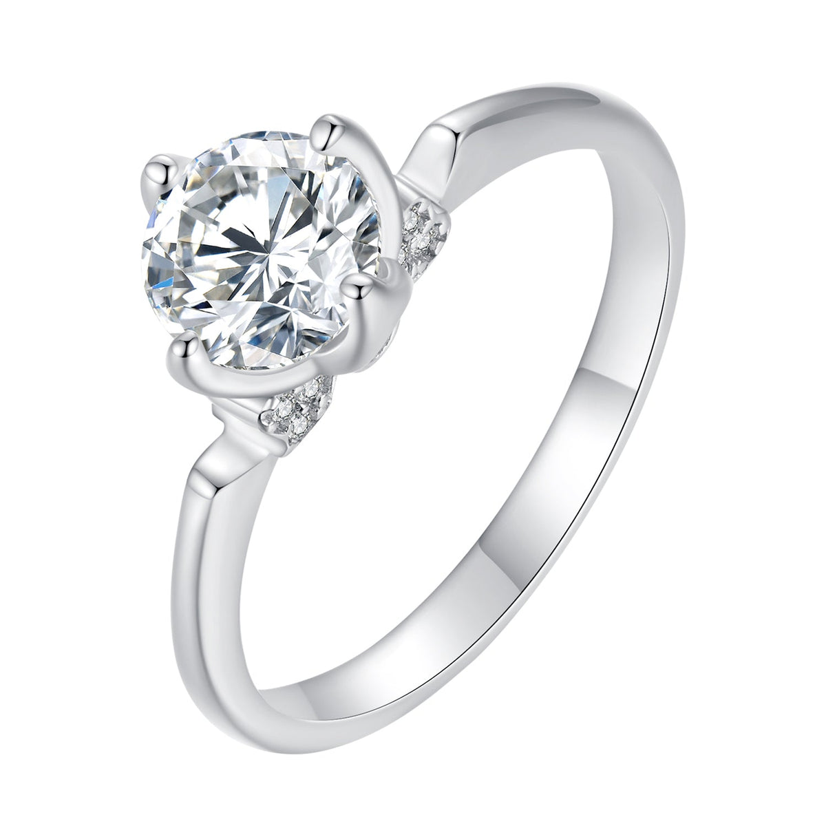 Sterling silver moissanite ring with 1.0ct center stone, size 8, pavé shoulders by Bids.com on Tampa Home & Garden Store