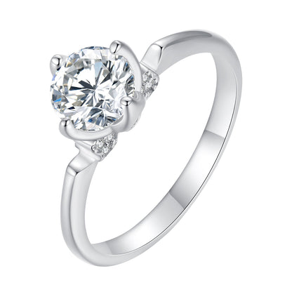 Sterling silver moissanite ring with 1.0ct center stone, size 8, pavé shoulders by Bids.com on Tampa Home & Garden Store
