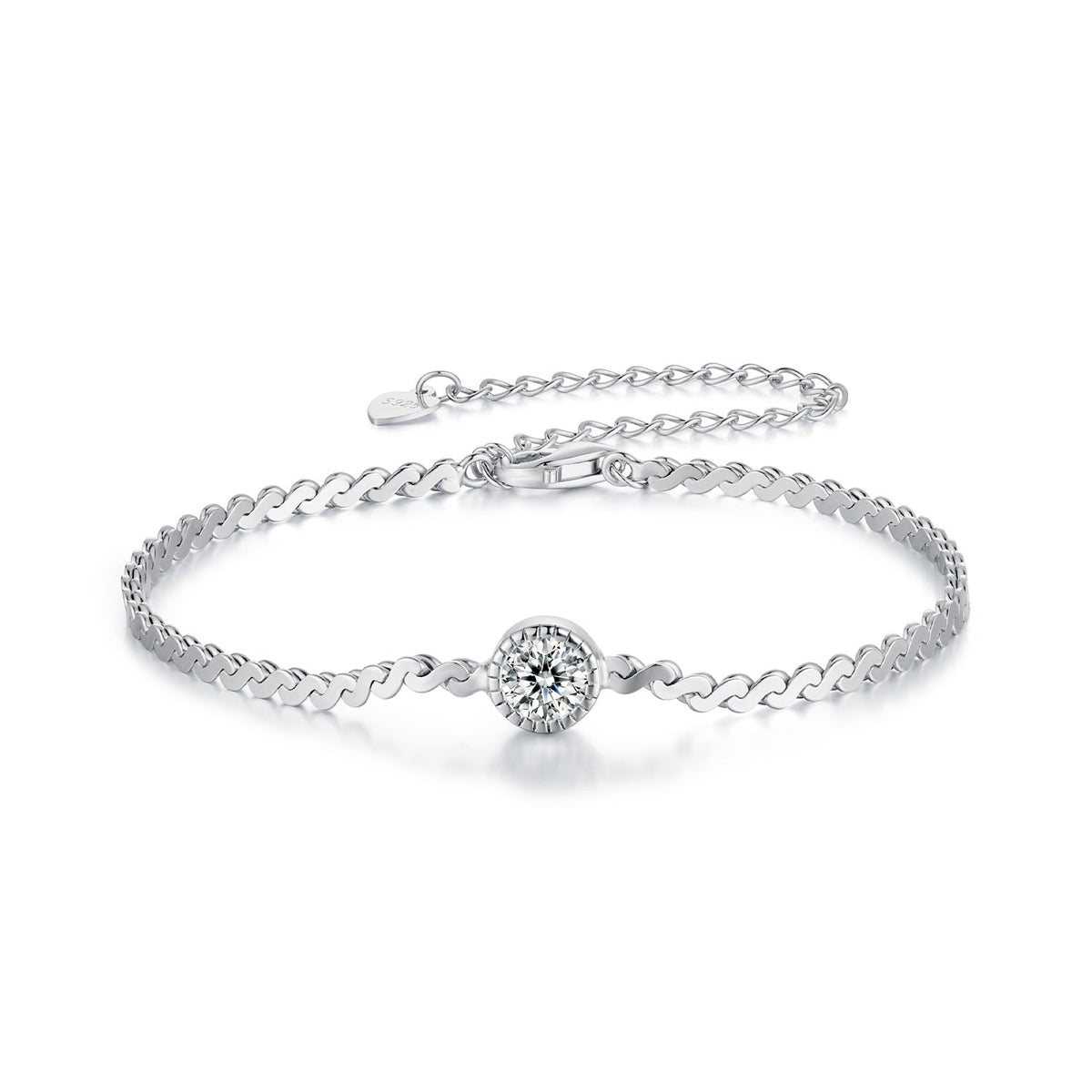 S925 Sterling Silver 5.0mm Moissanite Bracelet with halo center, women's jewelry by Bids.com on Tampa Home & Garden Store