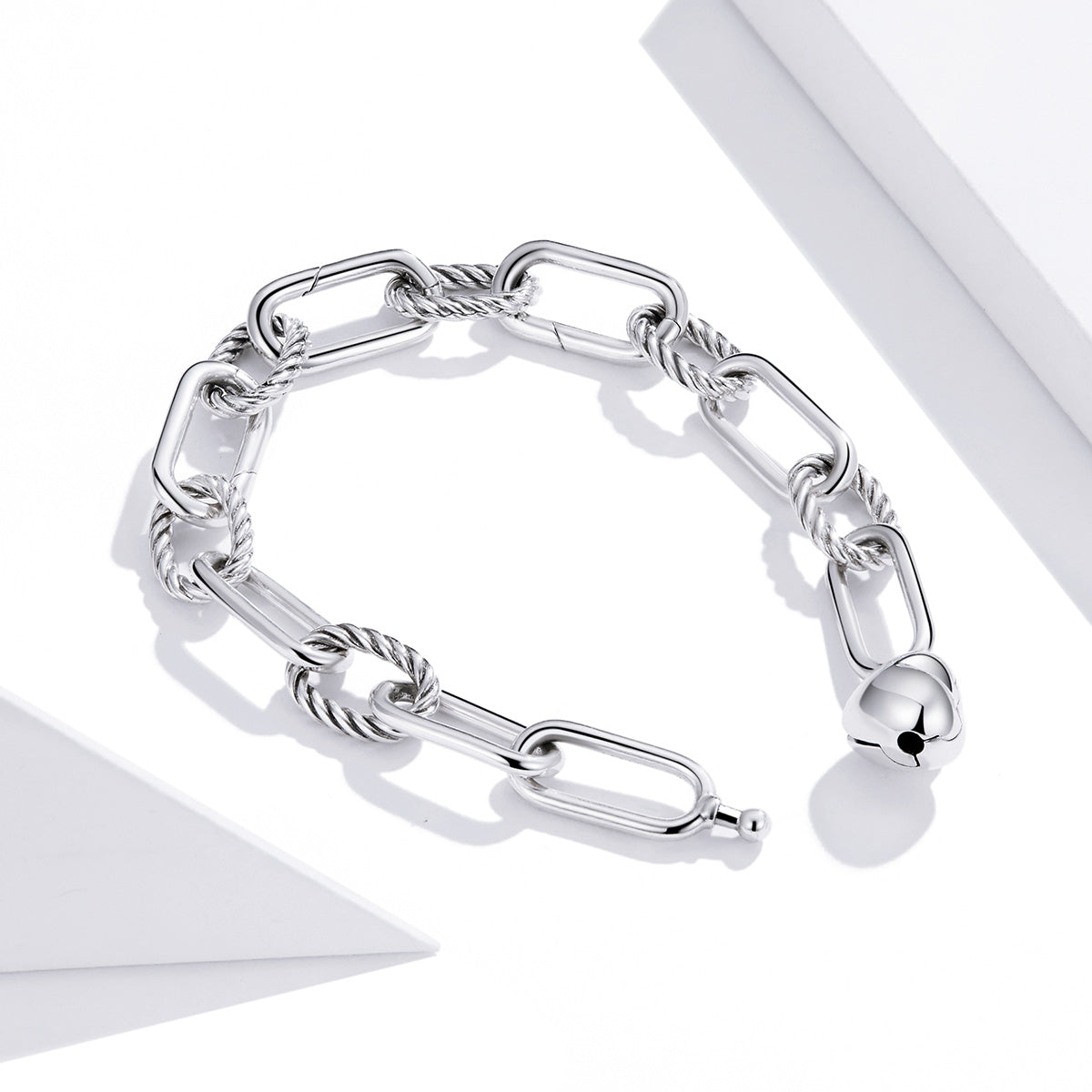 Bracelet 925 Sterling Silver oxidized with rectangular & rope links, 17cm for women, Bids.com on Tampa Home & Garden Store