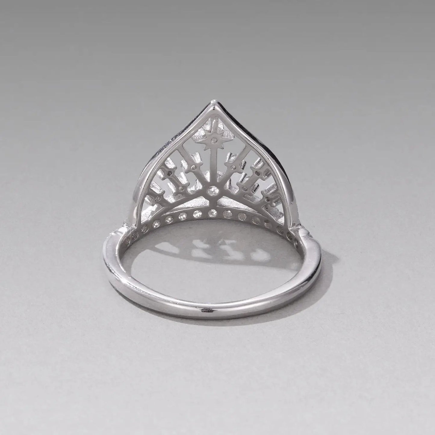 Ring teardrop filigree in 925 sterling silver with pavé CZ, white gold plated, size 6 on Tampa Home & Garden Store