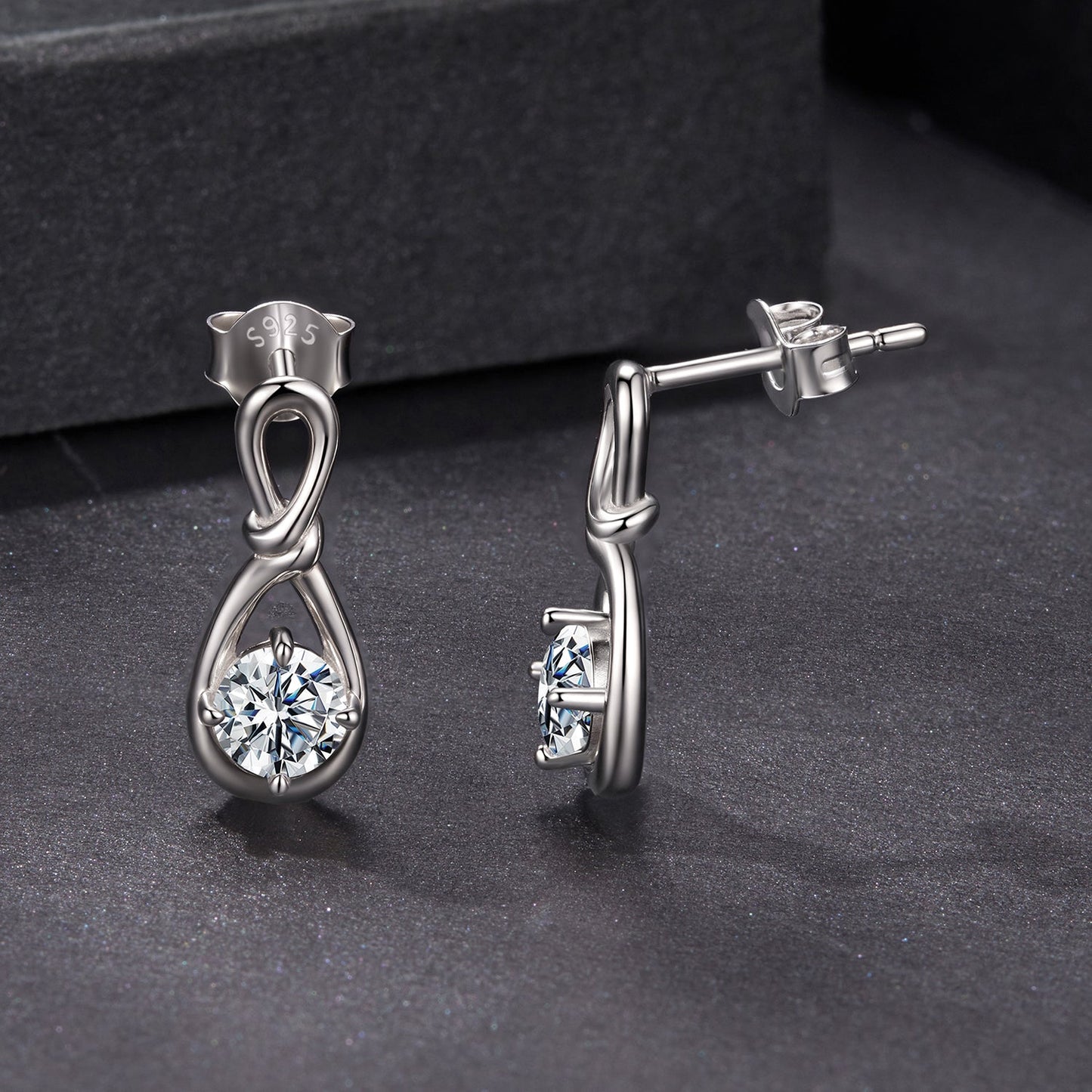 925 Sterling Silver 0.5ct Moissanite Earrings with teardrop knot setting by Bids.com on Tampa Home & Garden Store