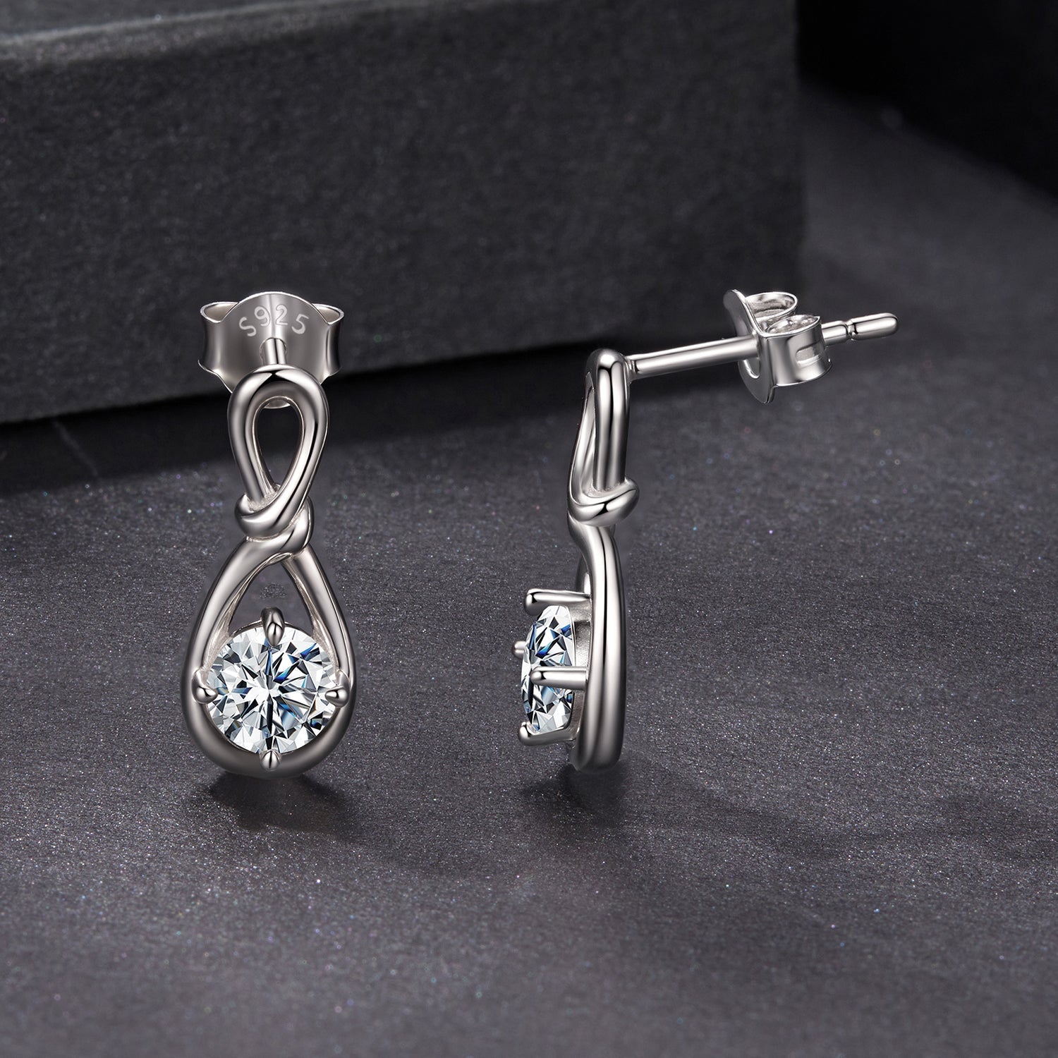 925 Sterling Silver 0.5ct Moissanite Earrings with teardrop knot setting by Bids.com on Tampa Home & Garden Store