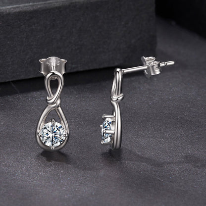 925 Sterling Silver 0.5ct Moissanite Earrings with teardrop knot setting by Bids.com on Tampa Home & Garden Store