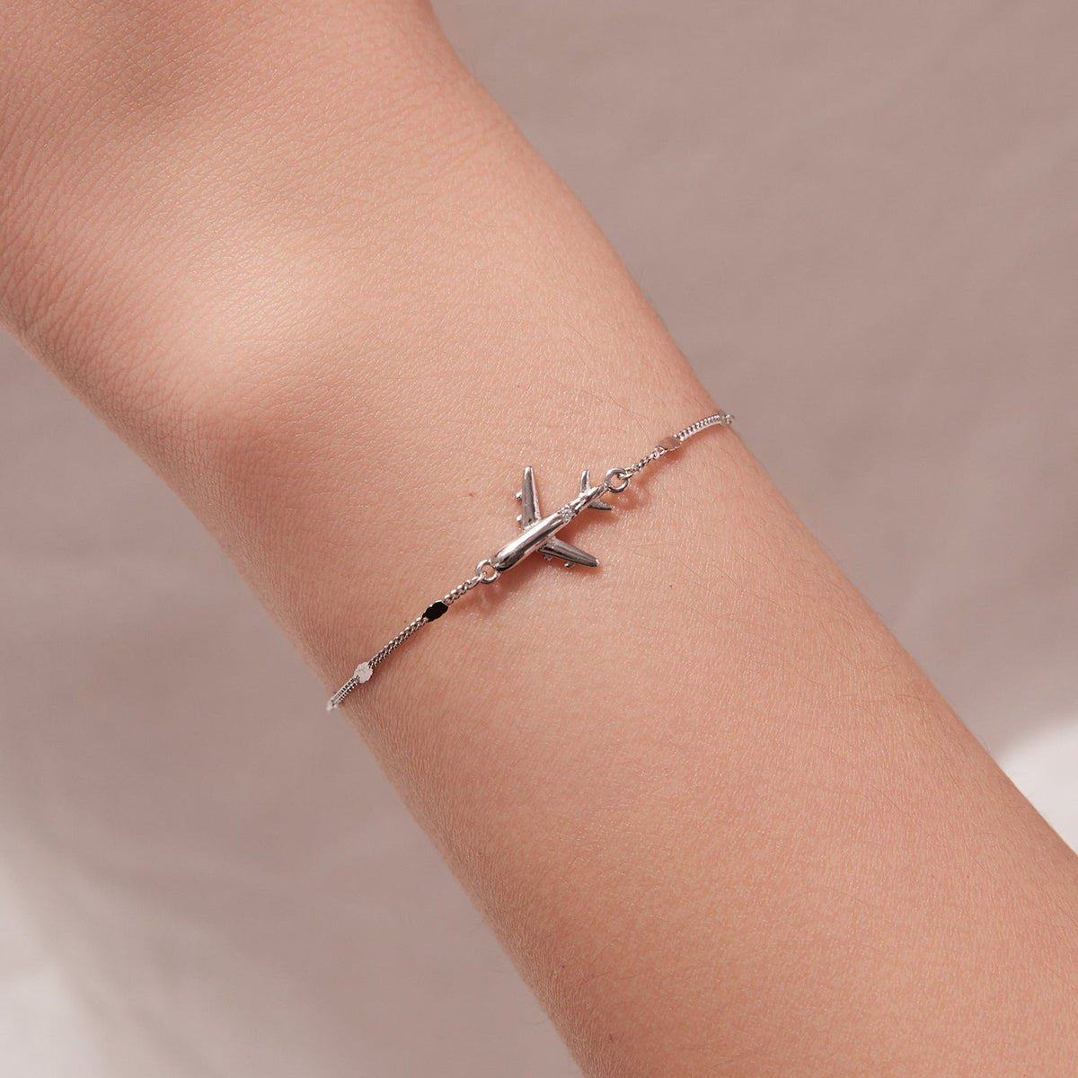 Bracelet silver-plated 16+5cm with airplane charm and CZ accents by Bids.com on Tampa Home & Garden Store