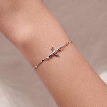 Bracelet silver-plated 16+5cm with airplane charm and CZ accents by Bids.com on Tampa Home & Garden Store