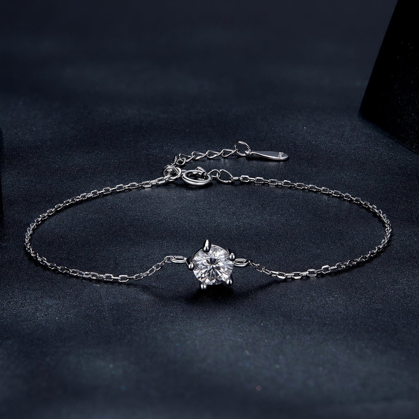 S925 Sterling Silver Moissanite Bracelet for Women with center stone, adjustable 15+3cm on Tampa Home & Garden Store