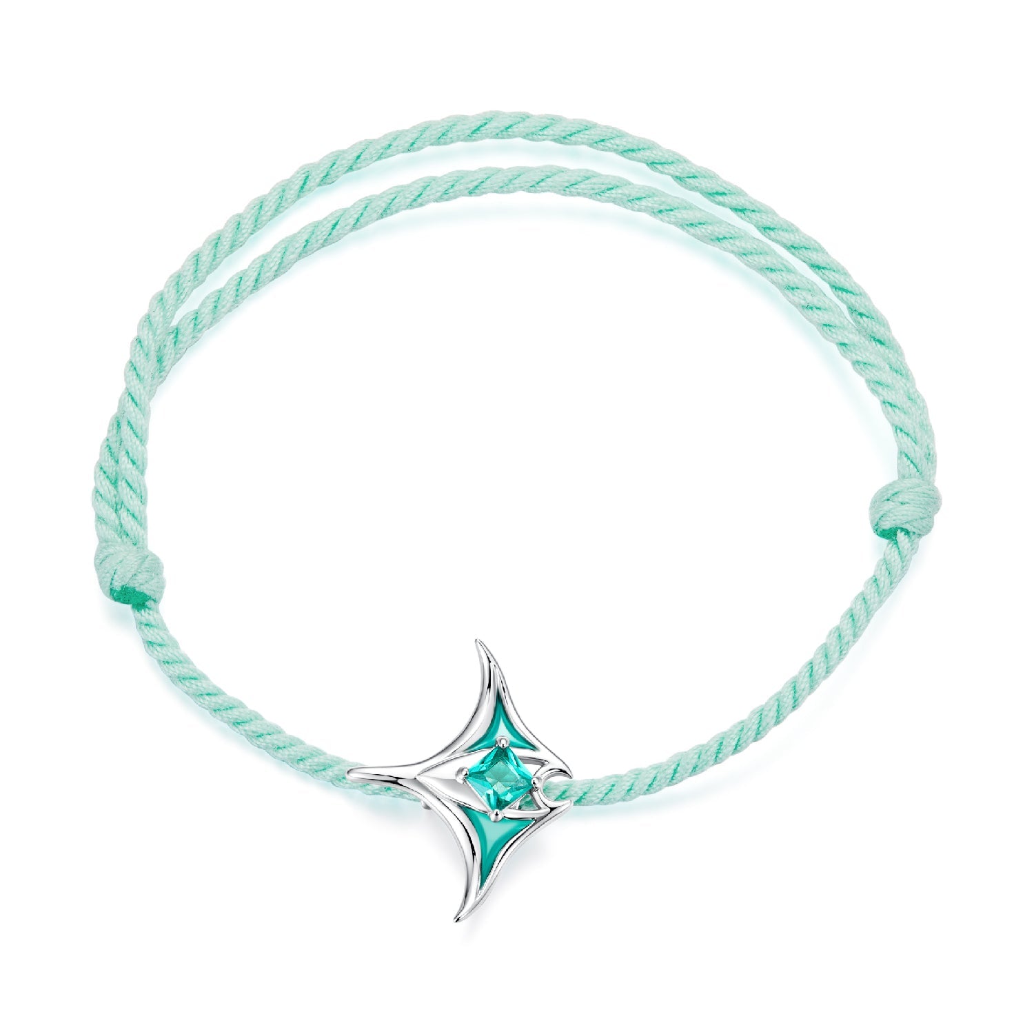 Bracelet 925 silver adjustable with enamel turquoise star glass on Tampa Home & Garden Store