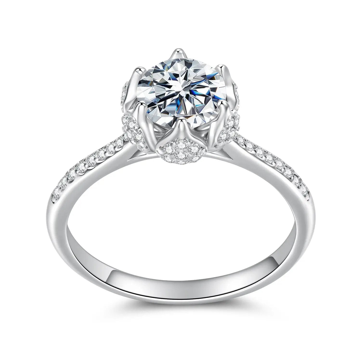 925 Sterling Silver Moissanite Ring with 1ct stone, white gold plated, size 6, by Bids.com on Tampa Home & Garden Store