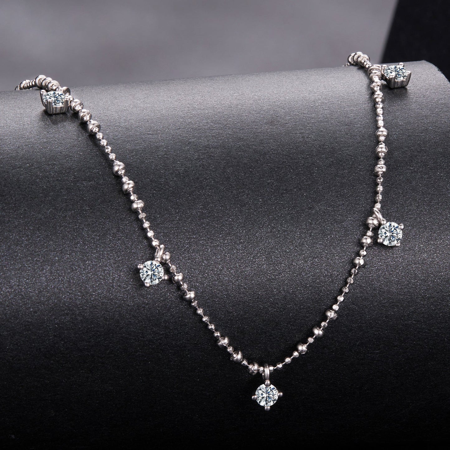 925 Sterling Silver moissanite necklace with white gold finish, pendant, 40+5cm chain on Tampa Home & Garden Store