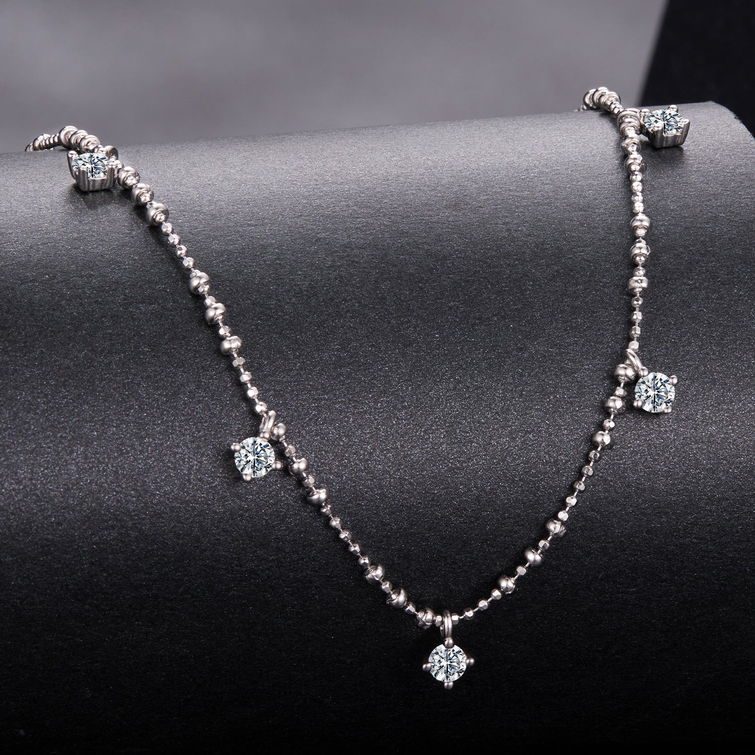 925 Sterling Silver moissanite necklace with white gold finish, pendant, 40+5cm chain on Tampa Home & Garden Store
