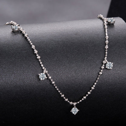 925 Sterling Silver moissanite necklace with white gold finish, pendant, 40+5cm chain on Tampa Home & Garden Store