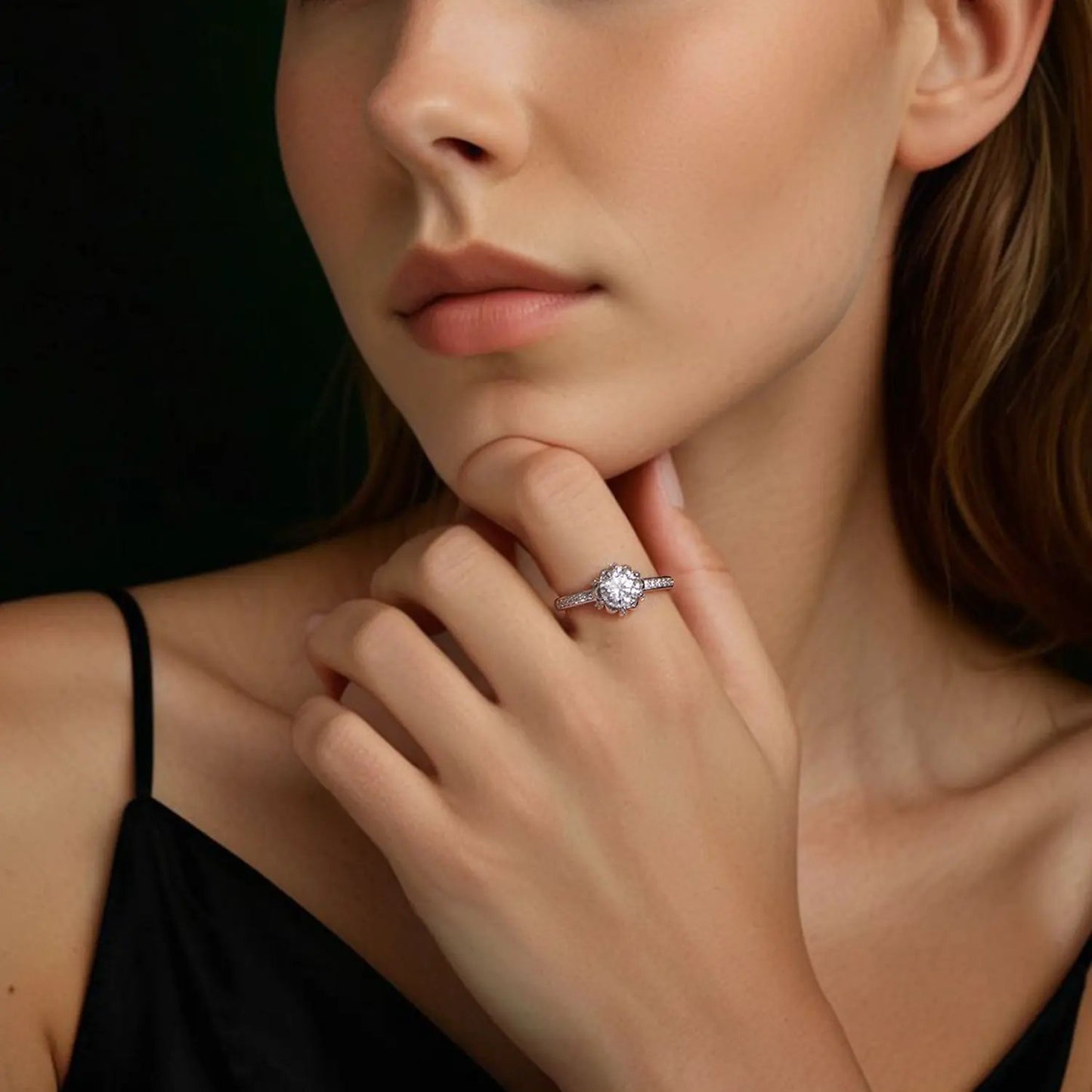 925 Sterling Silver Moissanite Ring 1ct halo center, size 6, pavé band by Bids.com on Tampa Home & Garden Store