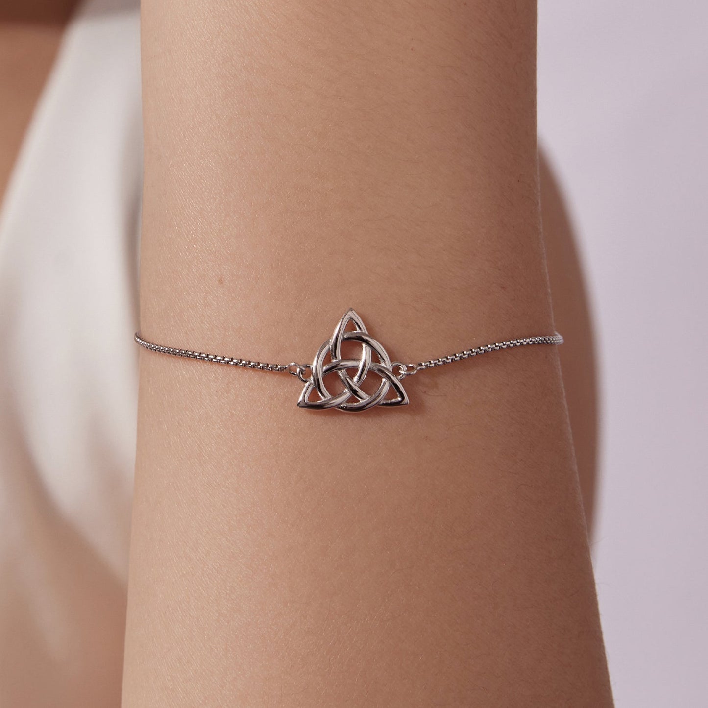 Bracelet 925 sterling silver white gold plated with Celtic knot charm, 15+6cm on Tampa Home & Garden Store