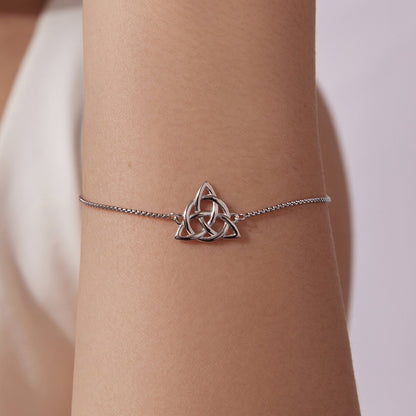 Bracelet 925 sterling silver white gold plated with Celtic knot charm, 15+6cm on Tampa Home & Garden Store