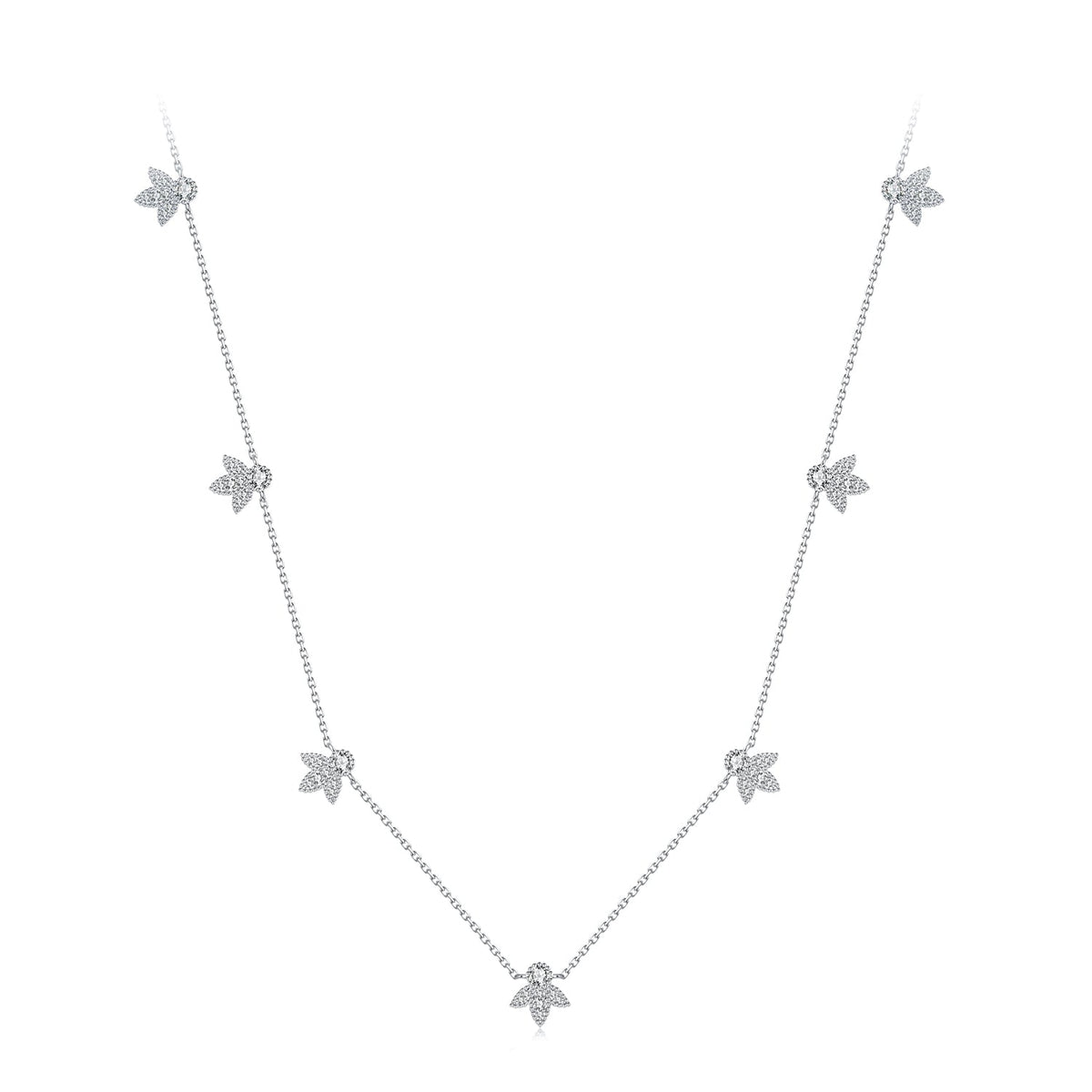 925 Sterling Silver Moissanite Pavé Leaf Necklace with leaf charms, 0.25ct, Bids.com on Tampa Home & Garden Store