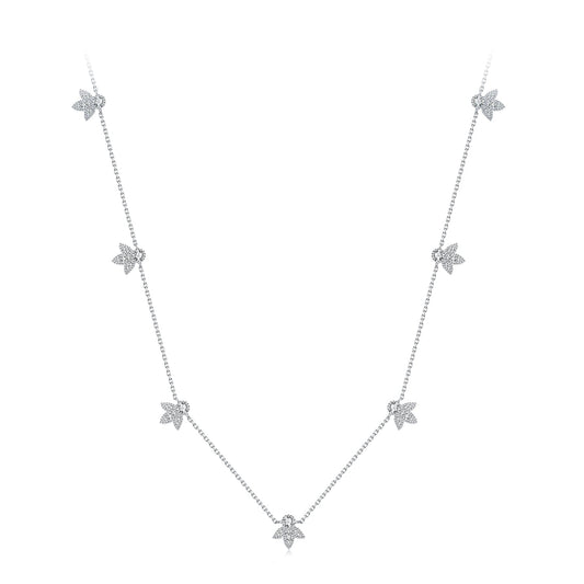 925 Sterling Silver Moissanite Pavé Leaf Necklace with leaf charms, 0.25ct, Bids.com on Tampa Home & Garden Store
