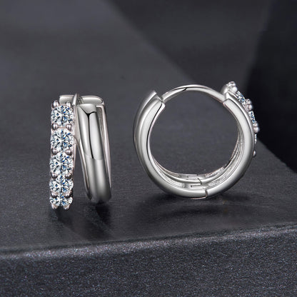 Pair of 925 sterling silver moissanite earrings, white gold plated, with round stones, Bids.com on Tampa Home & Garden Store