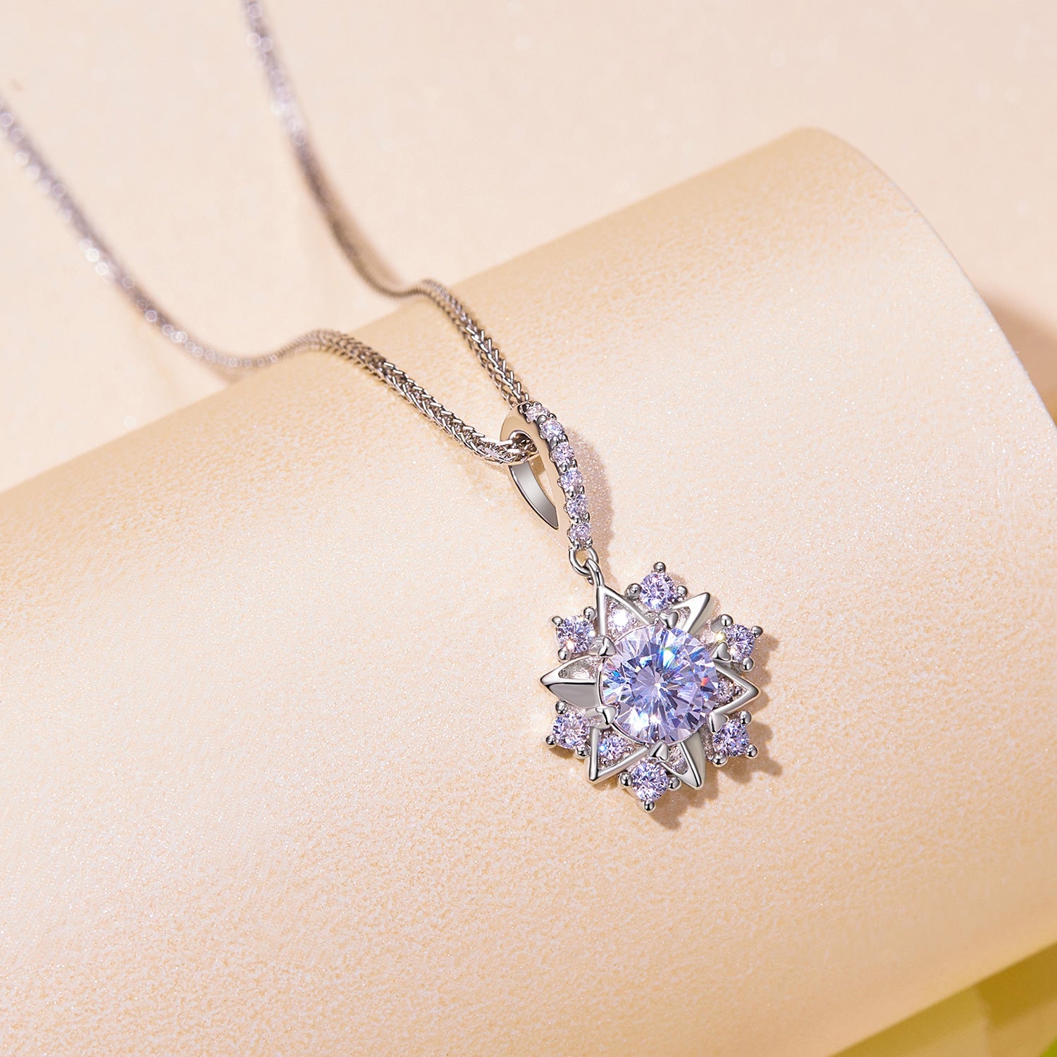 Moissanite 925 sterling silver necklace with pavé setting, star pendant, 45cm chain on Tampa Home & Garden Store