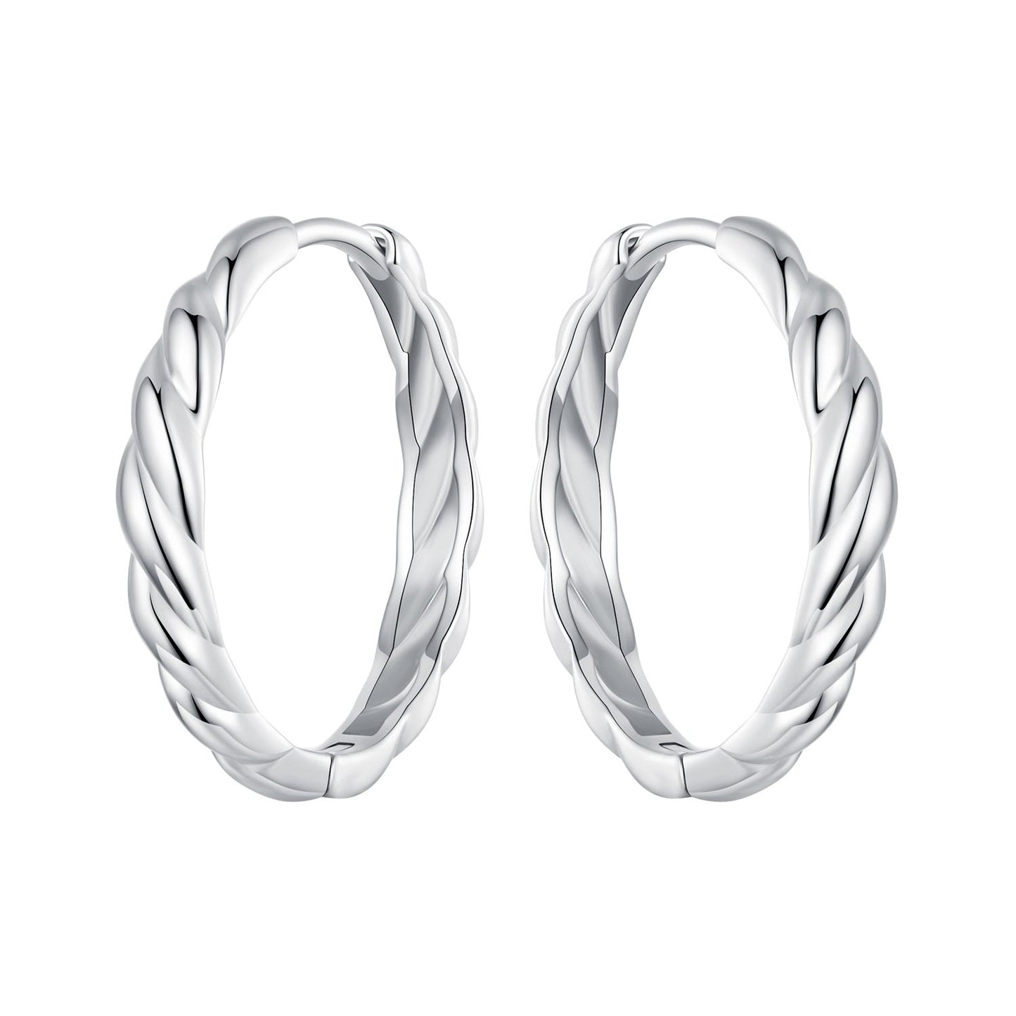 Earrings: twisted silver hoops, 925 sterling silver plated white gold look, 11x3mm by Bids.com on Tampa Home & Garden Store