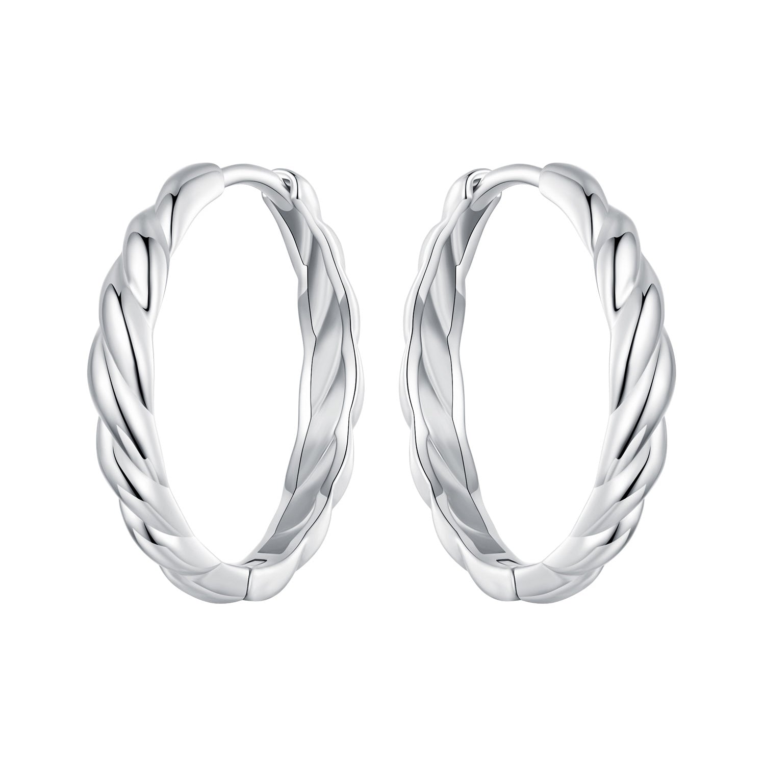 Earrings: twisted silver hoops, 925 sterling silver plated white gold look, 11x3mm by Bids.com on Tampa Home & Garden Store