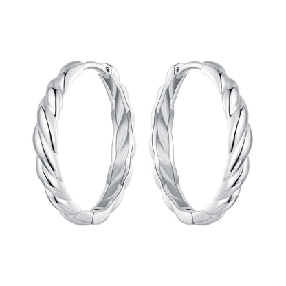 Earrings: twisted silver hoops, 925 sterling silver plated white gold look, 11x3mm by Bids.com on Tampa Home & Garden Store
