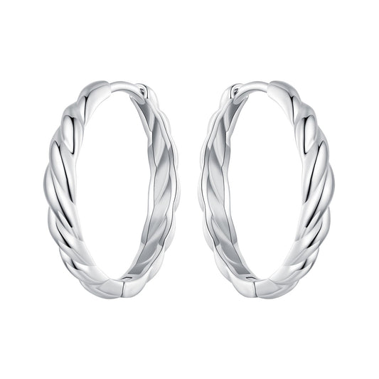 Earrings: twisted silver hoops, 925 sterling silver plated white gold look, 11x3mm by Bids.com on Tampa Home & Garden Store