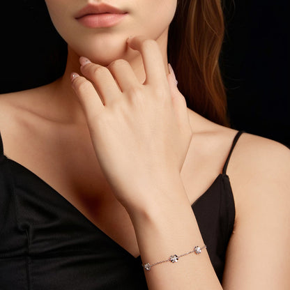 Bracelet 925 Sterling Silver 0.1ct Moissanite for Women by Bids.com with flower charms on Tampa Home & Garden Store