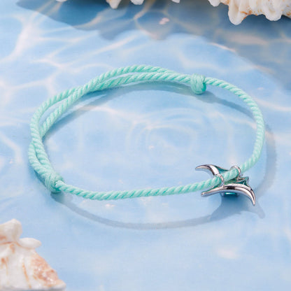 Bracelet 925 Silver adjustable mint green braided cord with enamel glass pendant Bids.com on Tampa Home & Garden Store