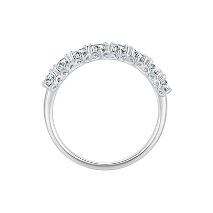 Sterling Silver Plated Moissanite Ring Size 5 for Women with stones along the band on Tampa Home & Garden Store