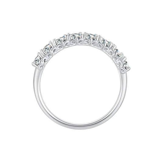 Sterling Silver Plated Moissanite Ring Size 5 for Women with stones along the band on Tampa Home & Garden Store