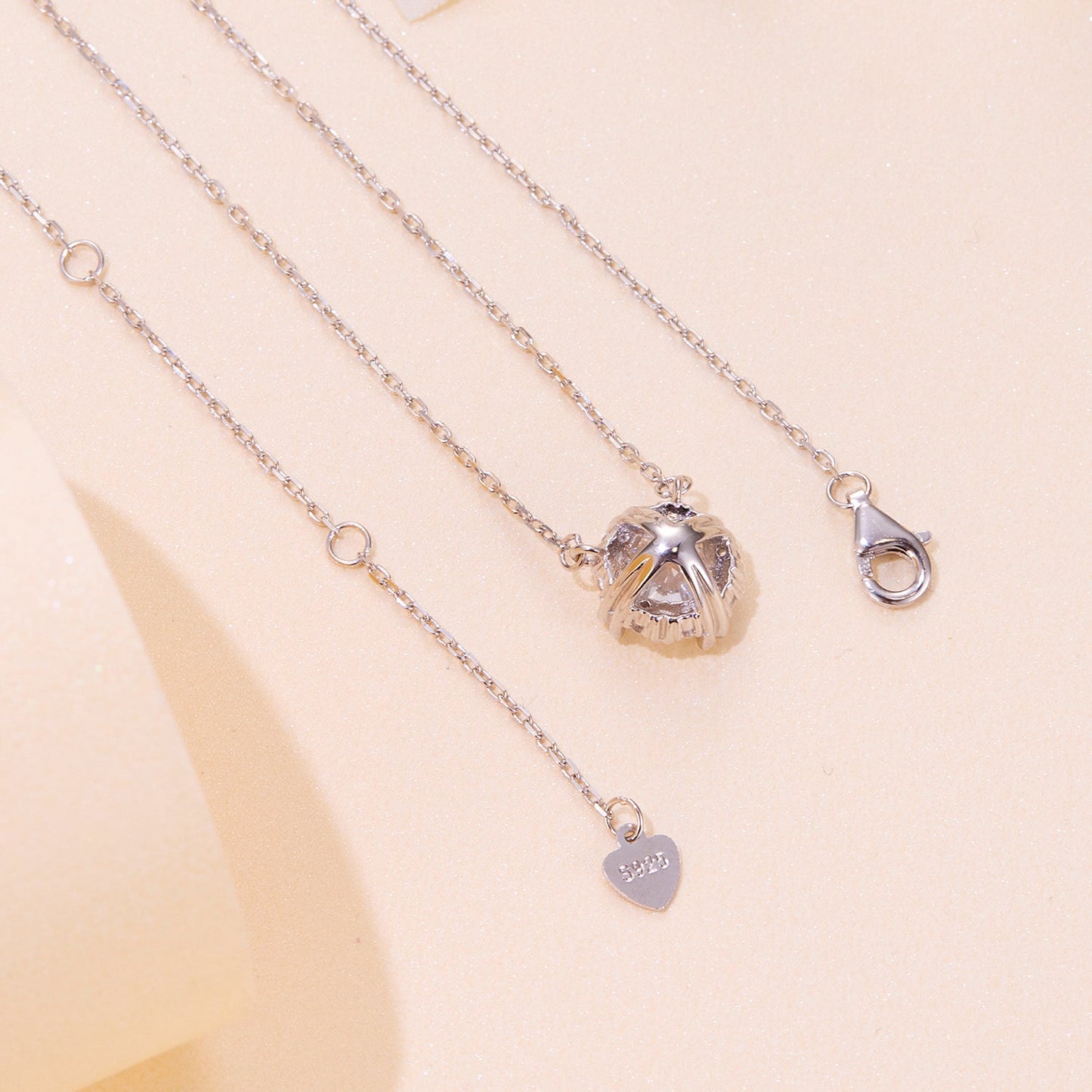 Necklace 925 silver moissanite with pavé setting, 1.0 carat, layered chains, lobster clasp on Tampa Home & Garden Store