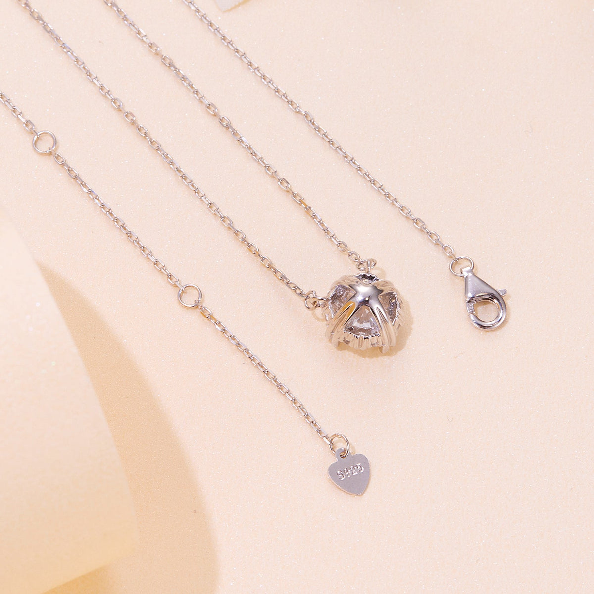 Necklace 925 silver moissanite with pavé setting, 1.0 carat, layered chains, lobster clasp on Tampa Home & Garden Store