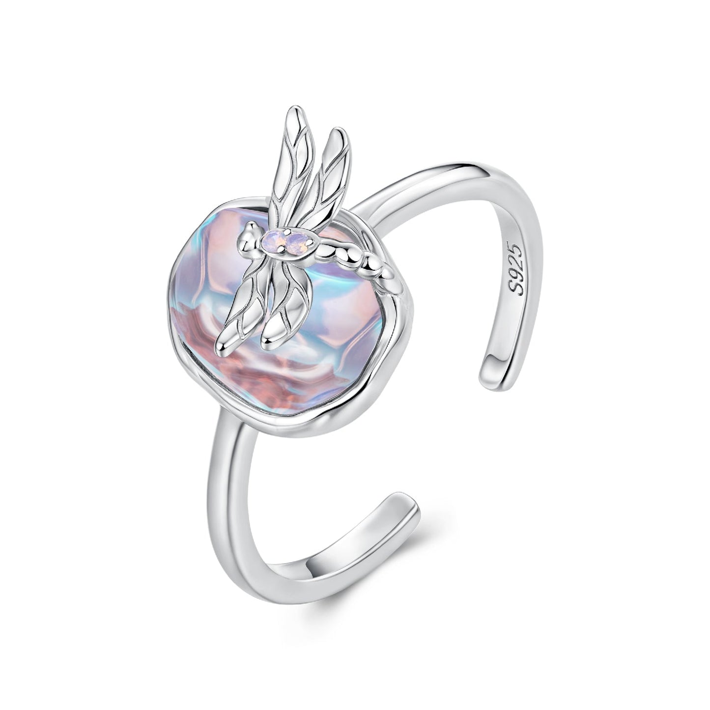 Ring 925 Sterling Silver with nano opal and dragonfly motif for Women on Tampa Home & Garden Store