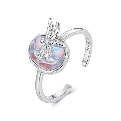 Ring 925 Sterling Silver with nano opal and dragonfly motif for Women on Tampa Home & Garden Store