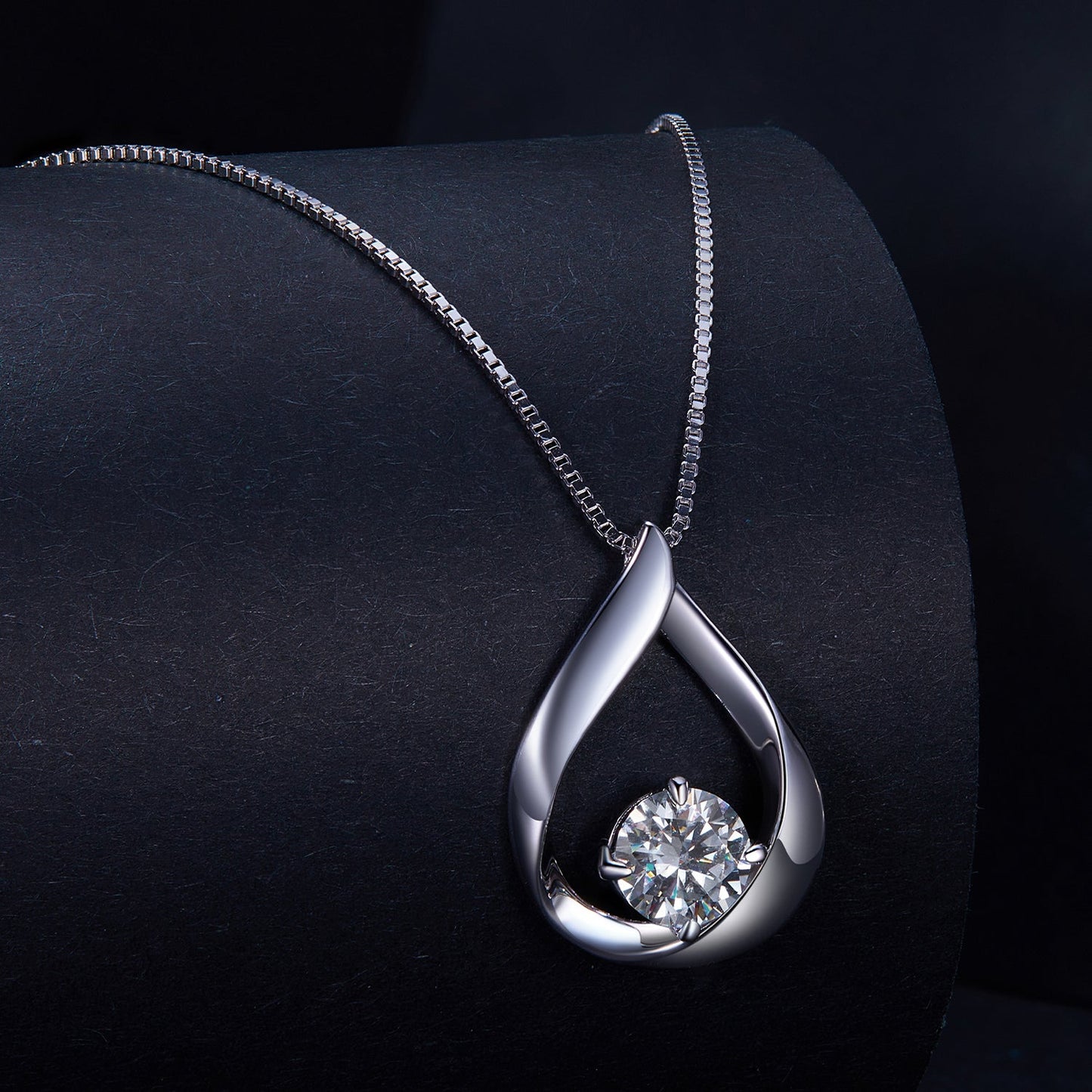 Sterling Silver Necklace with 1 Carat Moissanite pendant in teardrop setting Bids.com on Tampa Home & Garden Store