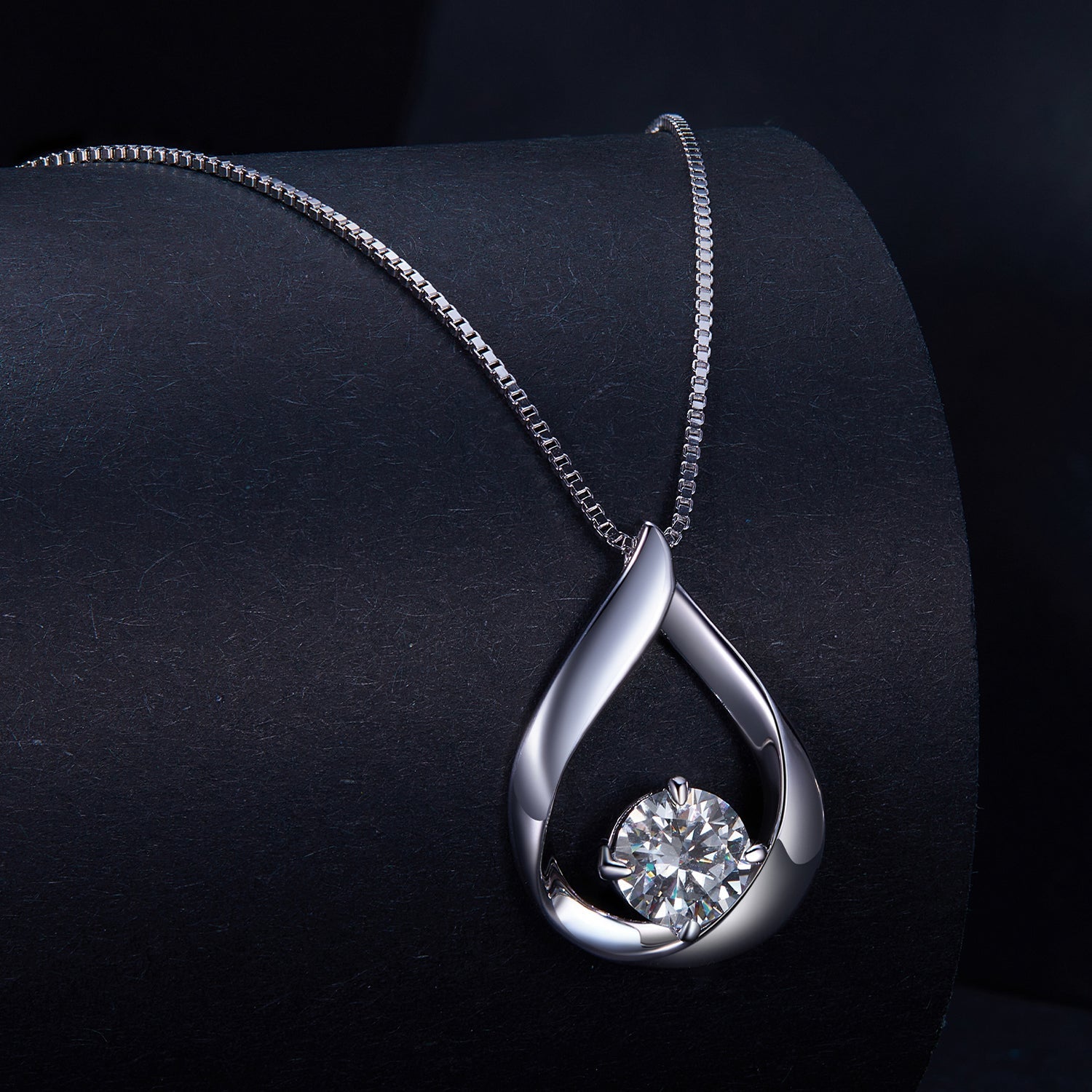 Sterling Silver Necklace with 1 Carat Moissanite pendant in teardrop setting Bids.com on Tampa Home & Garden Store