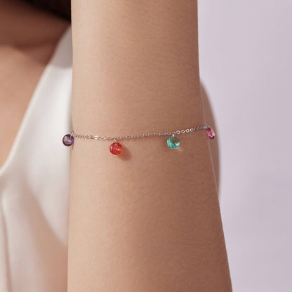 Bracelet 925 sterling silver white gold plated pavé CZ chain 16+5cm by Bids.com on Tampa Home & Garden Store