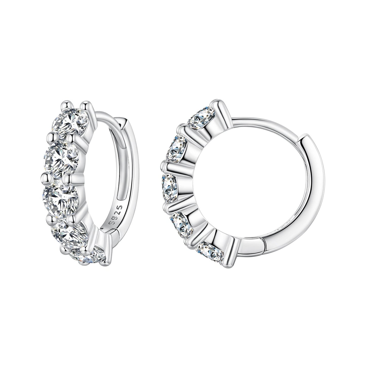 Hoop earrings in 925 sterling silver with moissanite stones, 0.20ct total, by Bids.com for women on Tampa Home & Garden Store