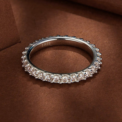 Moissanite pavé ring in 925 sterling silver, 0.03ct, size 6, S925 stamp on inner band on Tampa Home & Garden Store