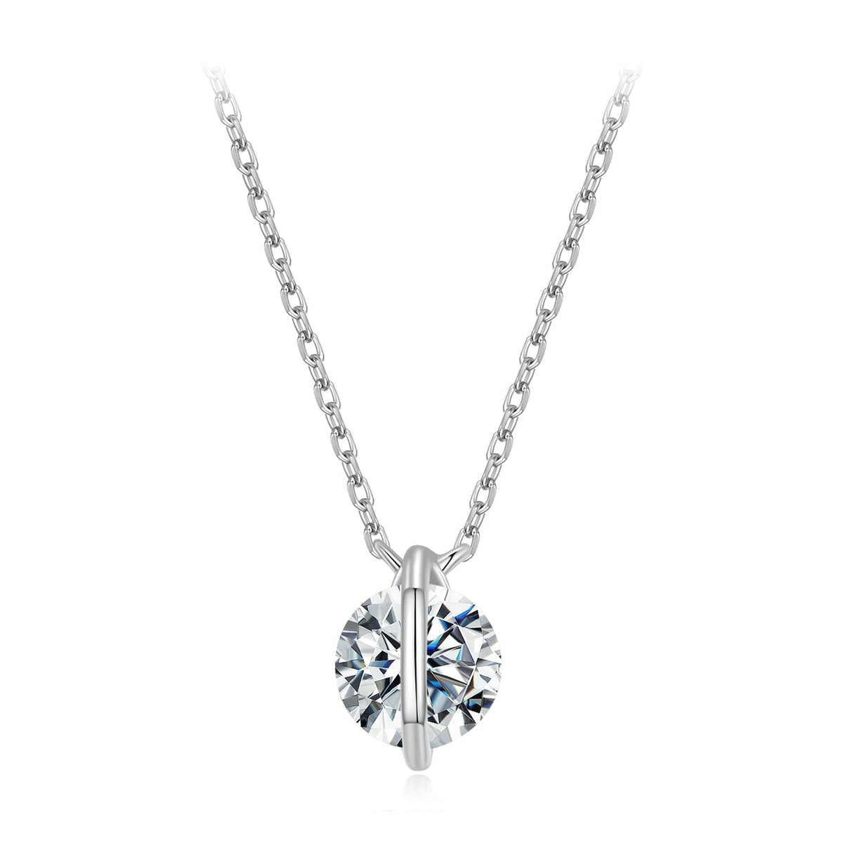 Necklace 925 Sterling Silver 0.65ct Moissanite round pendant chain by Bids.com for Women on Tampa Home & Garden Store