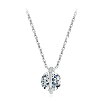 Necklace 925 Sterling Silver 0.65ct Moissanite round pendant chain by Bids.com for Women on Tampa Home & Garden Store