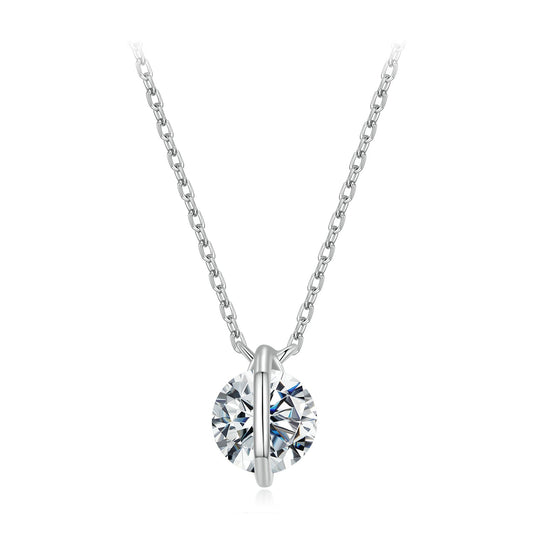 Necklace 925 Sterling Silver 0.65ct Moissanite round pendant chain by Bids.com for Women on Tampa Home & Garden Store