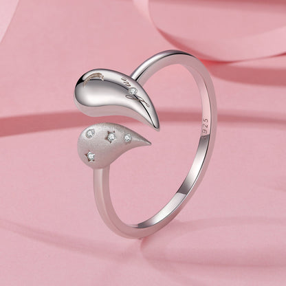 Ring crescent moon design in 925 sterling silver with white gold plated CZs and S925 engraving on Tampa Home & Garden Store