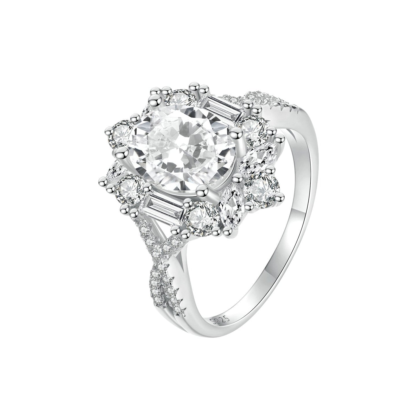 Sterling silver 2ct moissanite ring with white gold plating, size 8 for women, Bids.com on Tampa Home & Garden Store