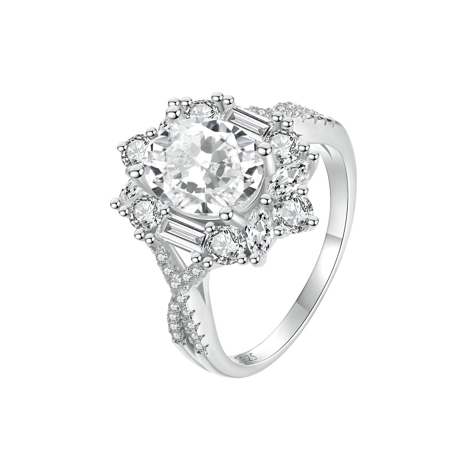 Sterling silver 2ct moissanite ring with white gold plating, size 8 for women, Bids.com on Tampa Home & Garden Store
