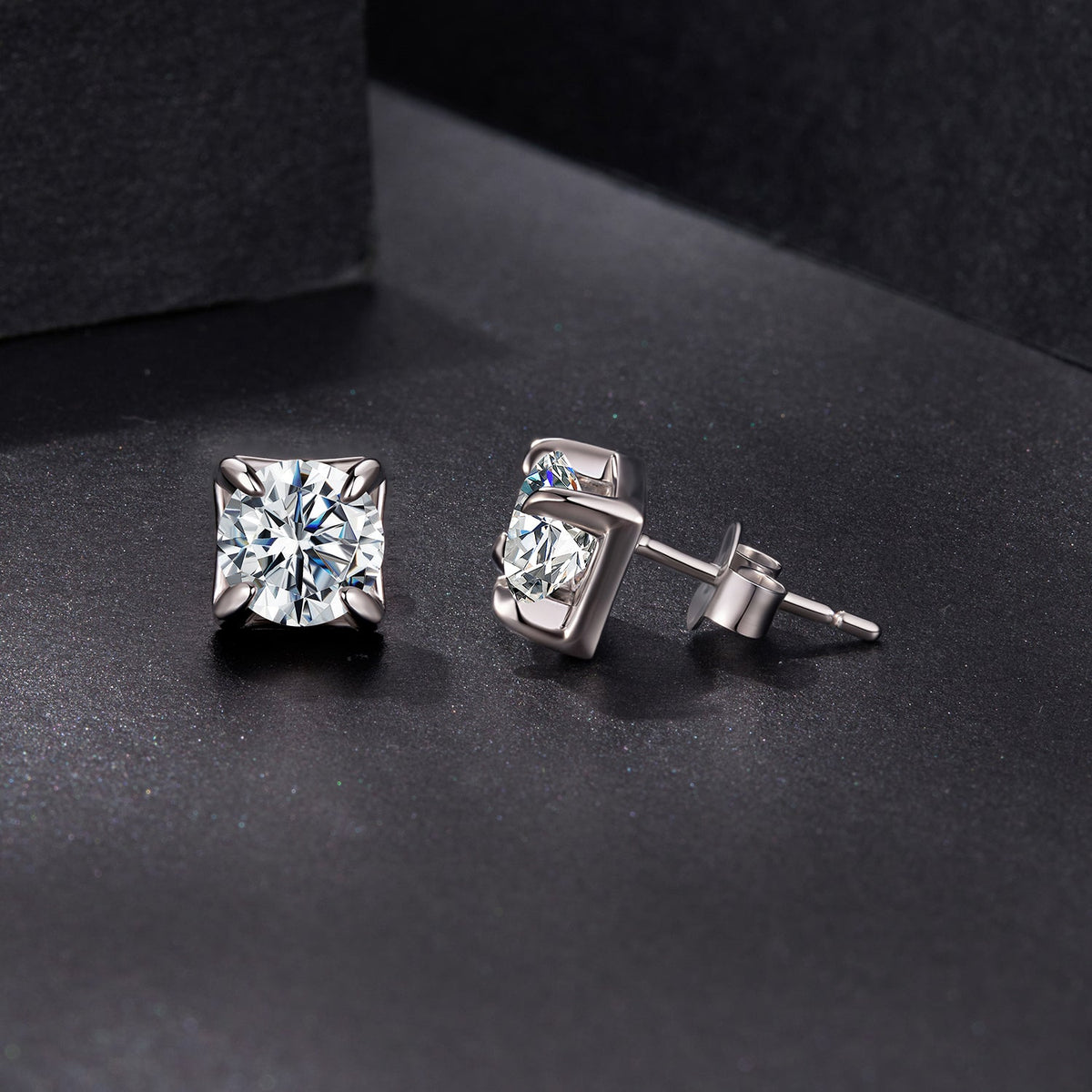 925 Sterling Silver Moissanite Stud Earrings, white gold plated, 0.5ct Style S by Bids.com on Tampa Home & Garden Store