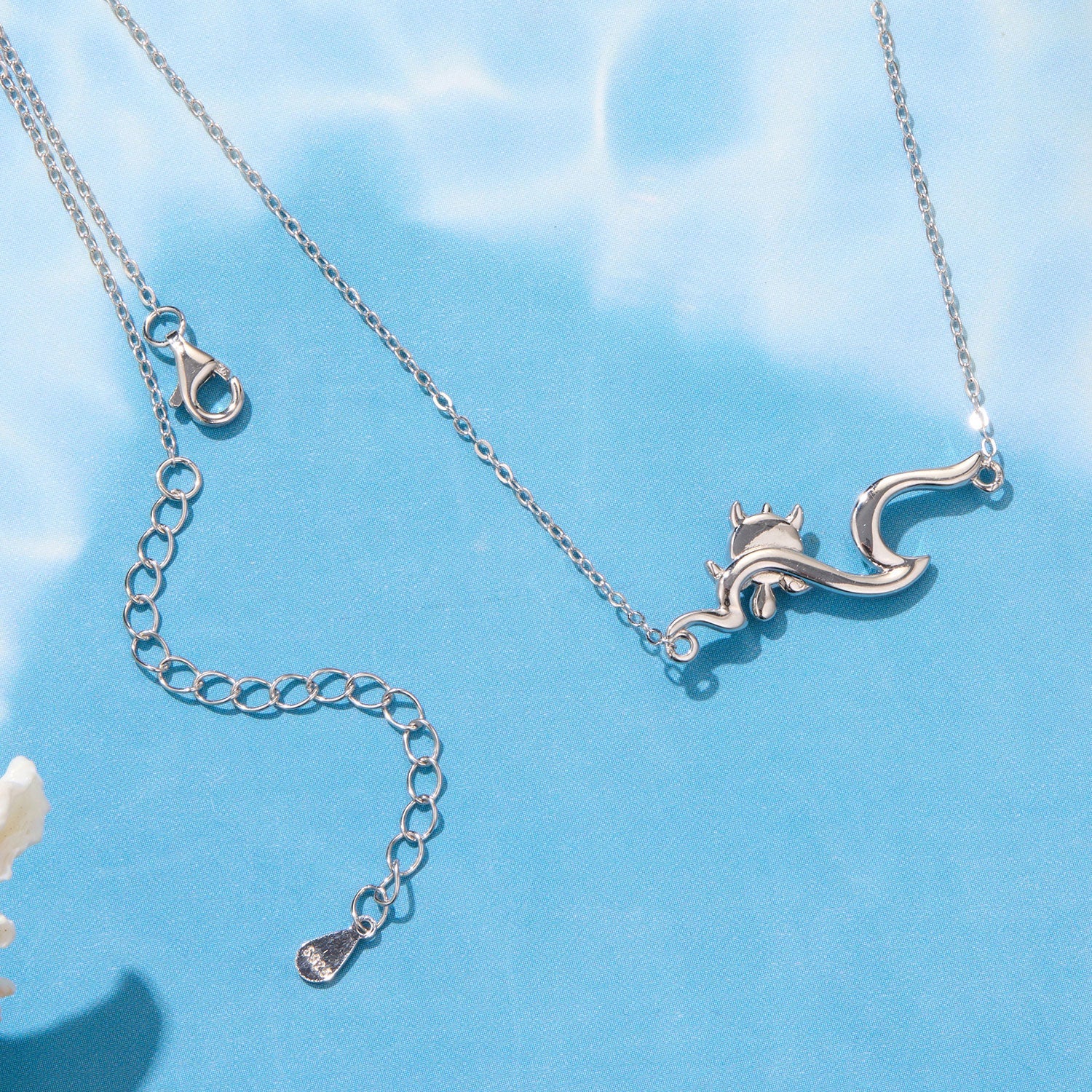925 sterling silver necklace with sea creature pendant and pavé CZ, plated white gold on Tampa Home & Garden Store