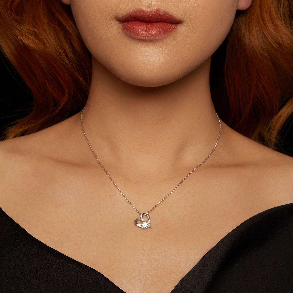 925 Sterling Silver Moissanite Necklace pendant heart-shaped, white gold plated, Bids.com on Tampa Home & Garden Store